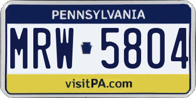 PA license plate MRW5804