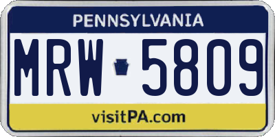 PA license plate MRW5809