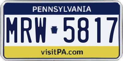 PA license plate MRW5817