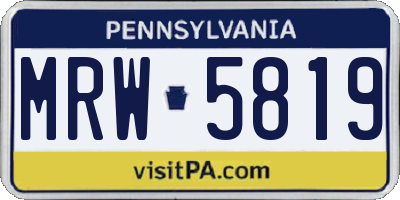 PA license plate MRW5819