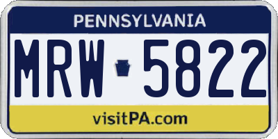 PA license plate MRW5822