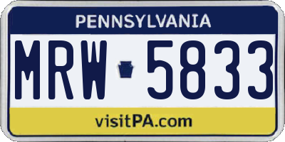 PA license plate MRW5833