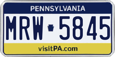 PA license plate MRW5845