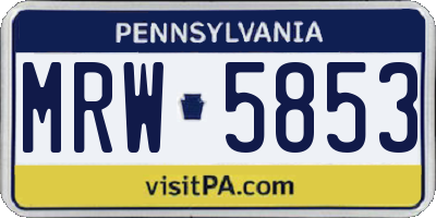 PA license plate MRW5853