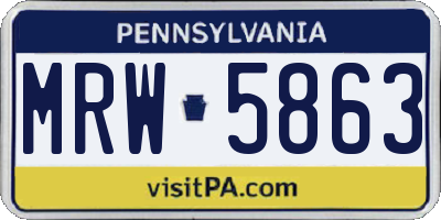 PA license plate MRW5863
