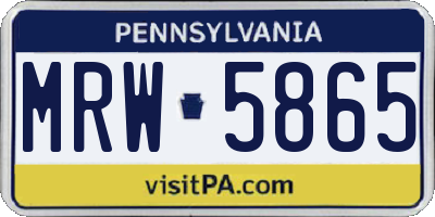 PA license plate MRW5865
