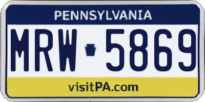 PA license plate MRW5869
