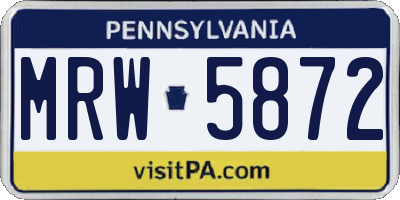 PA license plate MRW5872