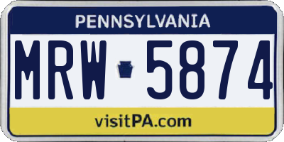 PA license plate MRW5874