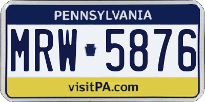PA license plate MRW5876