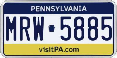PA license plate MRW5885