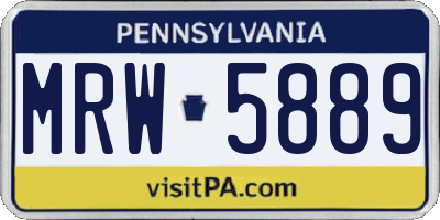 PA license plate MRW5889