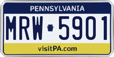 PA license plate MRW5901