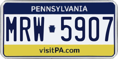 PA license plate MRW5907