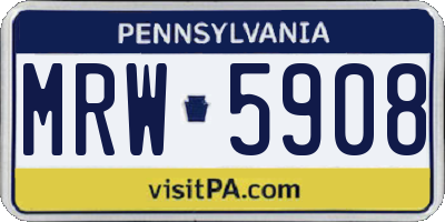 PA license plate MRW5908