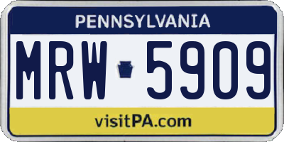 PA license plate MRW5909
