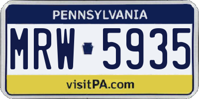 PA license plate MRW5935