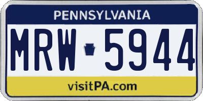 PA license plate MRW5944