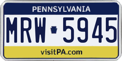 PA license plate MRW5945