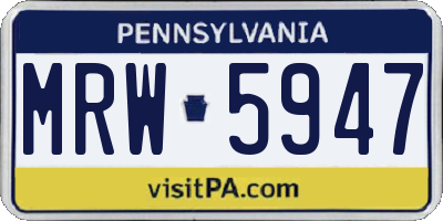 PA license plate MRW5947