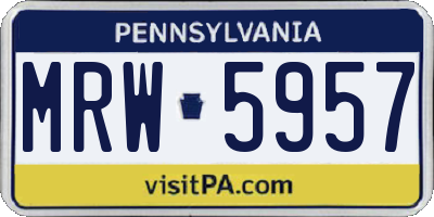PA license plate MRW5957