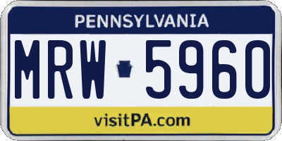 PA license plate MRW5960