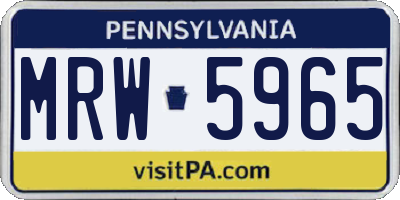 PA license plate MRW5965