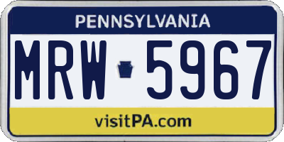 PA license plate MRW5967