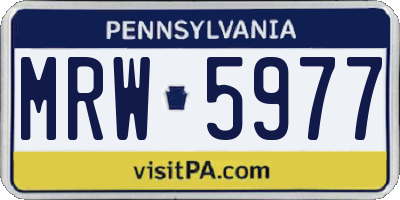 PA license plate MRW5977