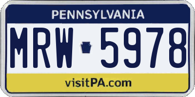 PA license plate MRW5978
