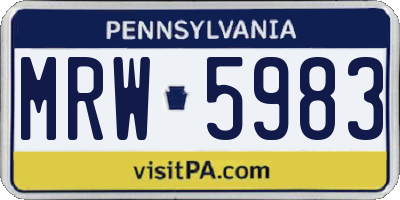 PA license plate MRW5983