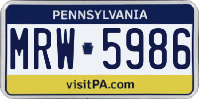 PA license plate MRW5986