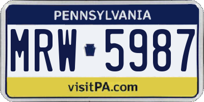 PA license plate MRW5987