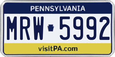PA license plate MRW5992