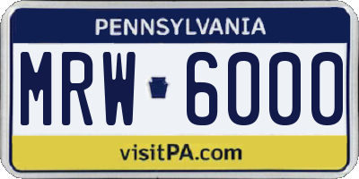 PA license plate MRW6000