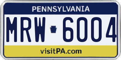 PA license plate MRW6004