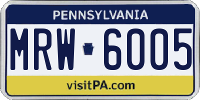 PA license plate MRW6005