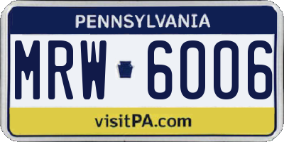 PA license plate MRW6006