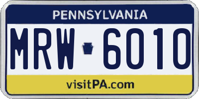 PA license plate MRW6010
