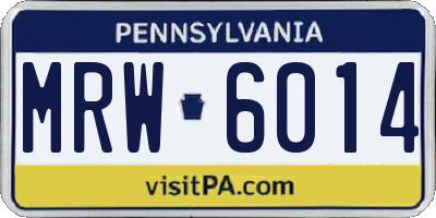 PA license plate MRW6014