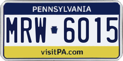 PA license plate MRW6015
