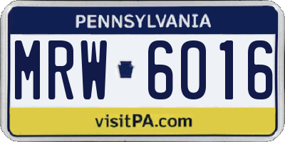 PA license plate MRW6016