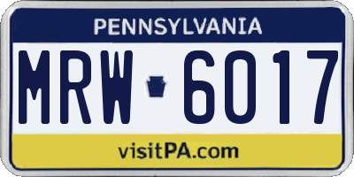 PA license plate MRW6017