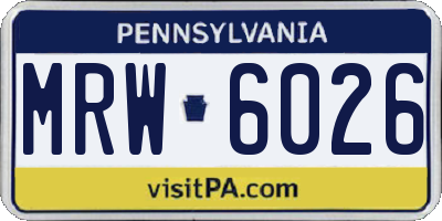 PA license plate MRW6026