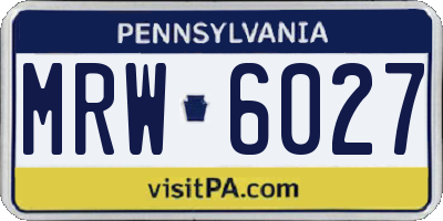 PA license plate MRW6027