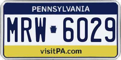 PA license plate MRW6029
