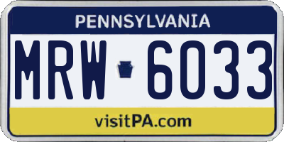 PA license plate MRW6033
