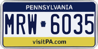 PA license plate MRW6035