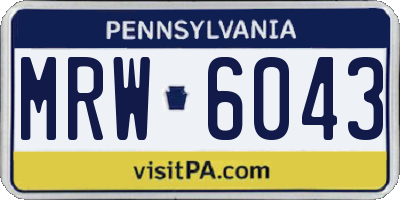 PA license plate MRW6043