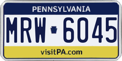 PA license plate MRW6045
